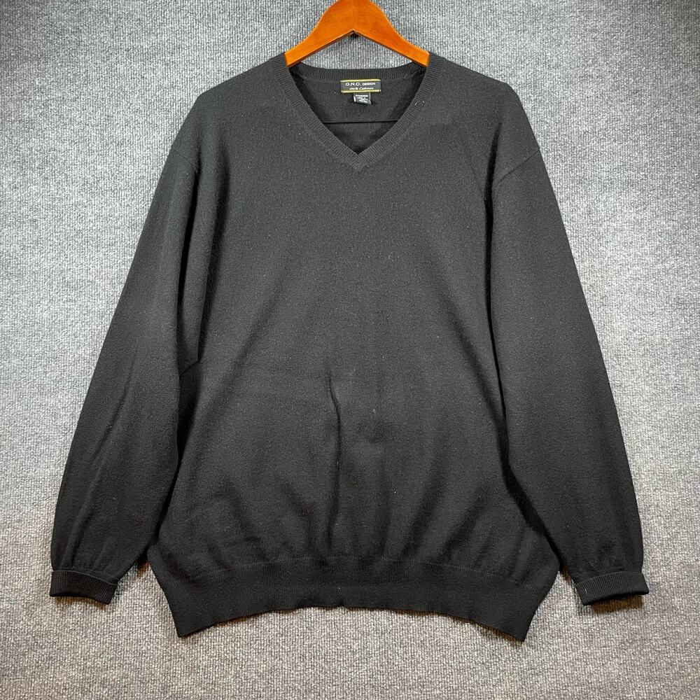 G.N.O. Design Cashmere Sweater Men's XXL Black V Neck Soft Casual Outdoors